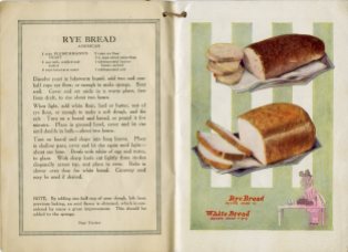 recipe for rye bread; images of partial cut loaves of rye and white bread