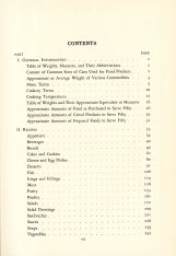 Food for Fifty, 1937. Table of contents, page 1.