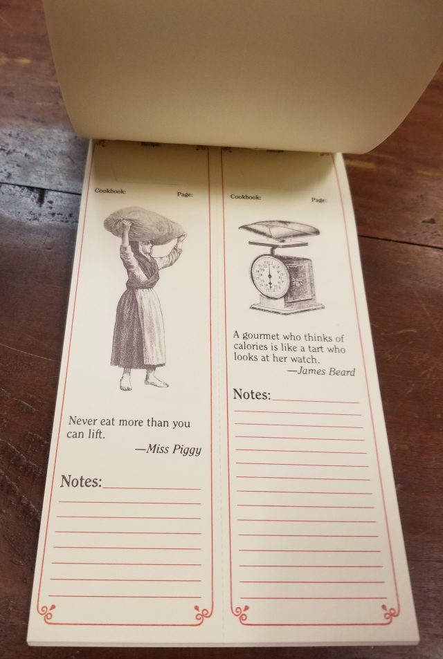 "Cookmarks" pamphlet with individual cookbook bookmarks